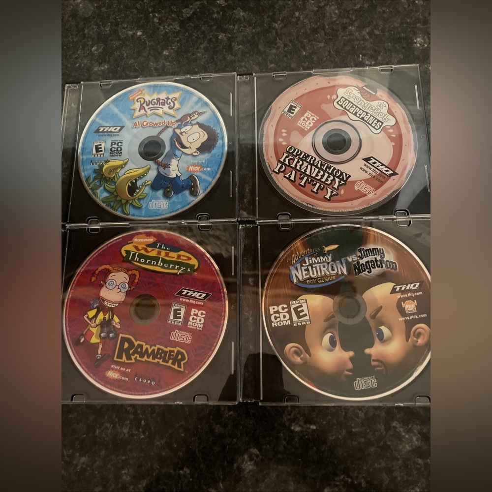 Lot of 4 Kids PC Games Nickelodeon Rugrats SpongeBob Jimmy Neutron Thornberrys